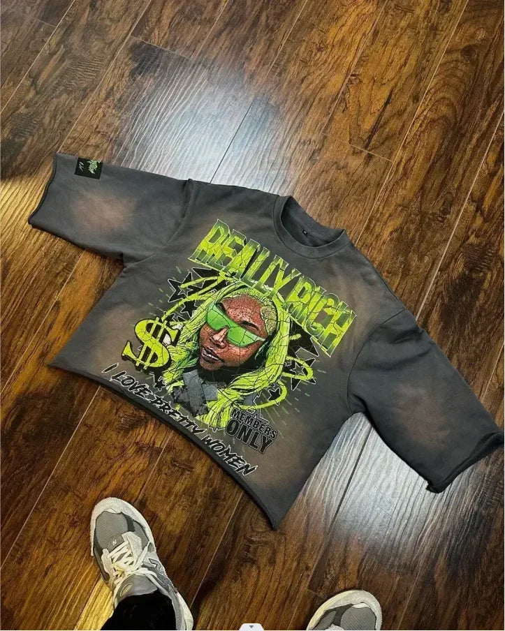 Y2K Affliction Long sleeved T shirt Fashion Round Neck