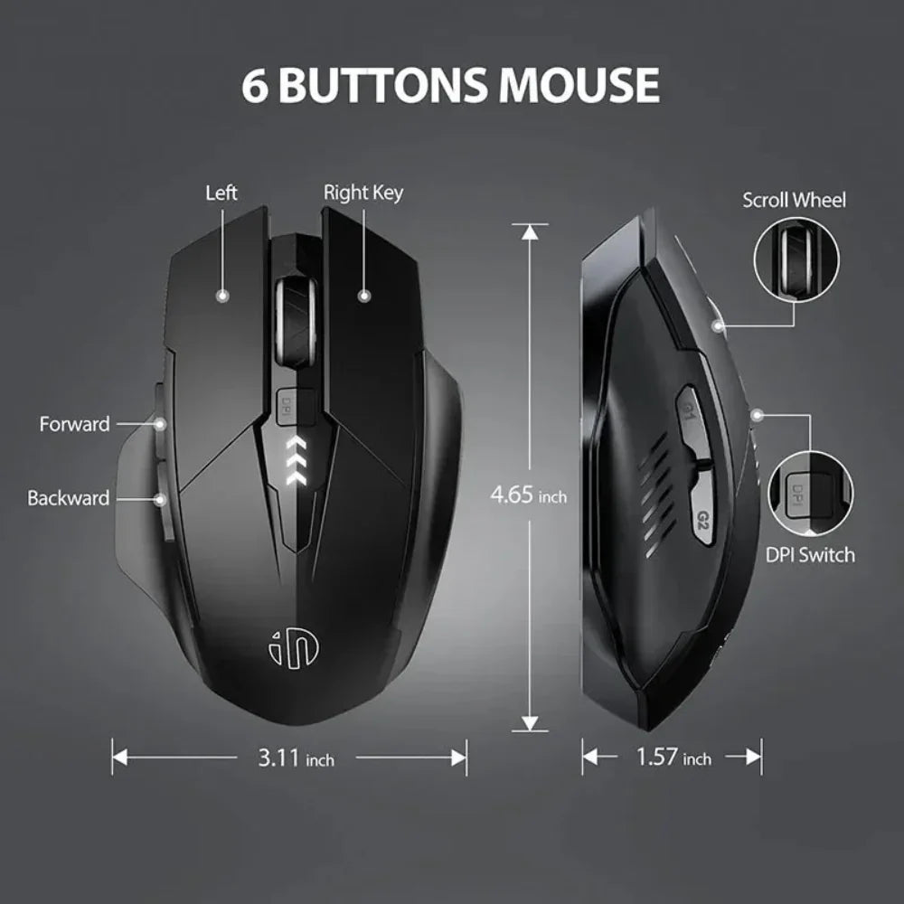 Bluetooth and 2.4Ghz Rechargeable Wireless Mouse