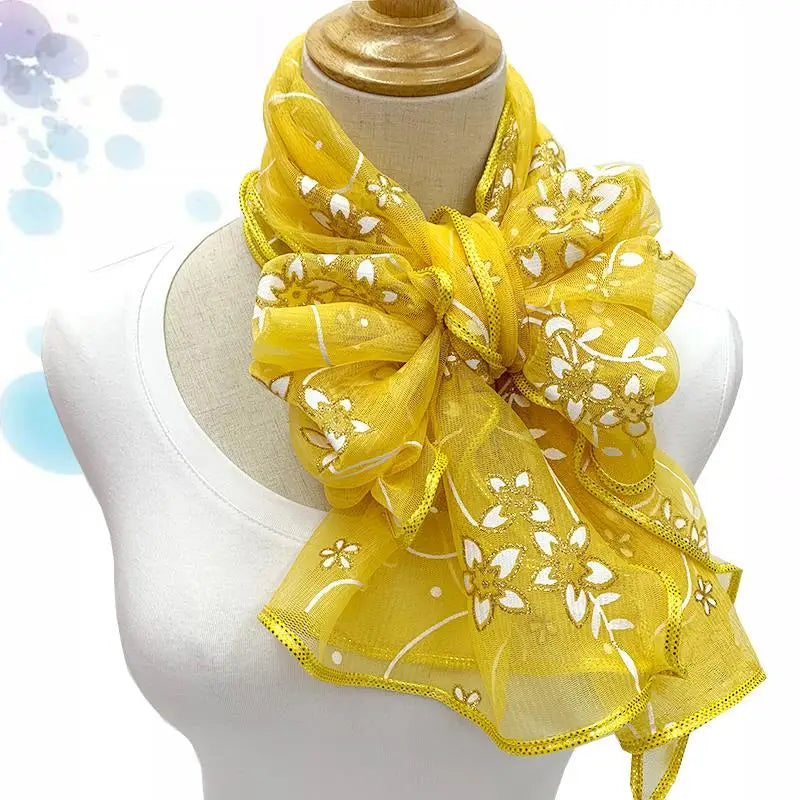 Lace Scarf Lightweight  Elegant  Print Silk Neckerchief Shawl Wraps