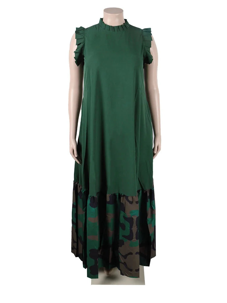 Wm star Plus Size Patchwork Elegant Full Length  Maxi Dress