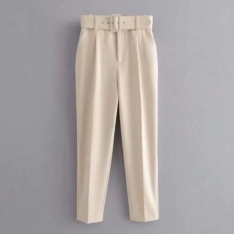 Fashionable Elegant High-Waisted Carrot Pants
