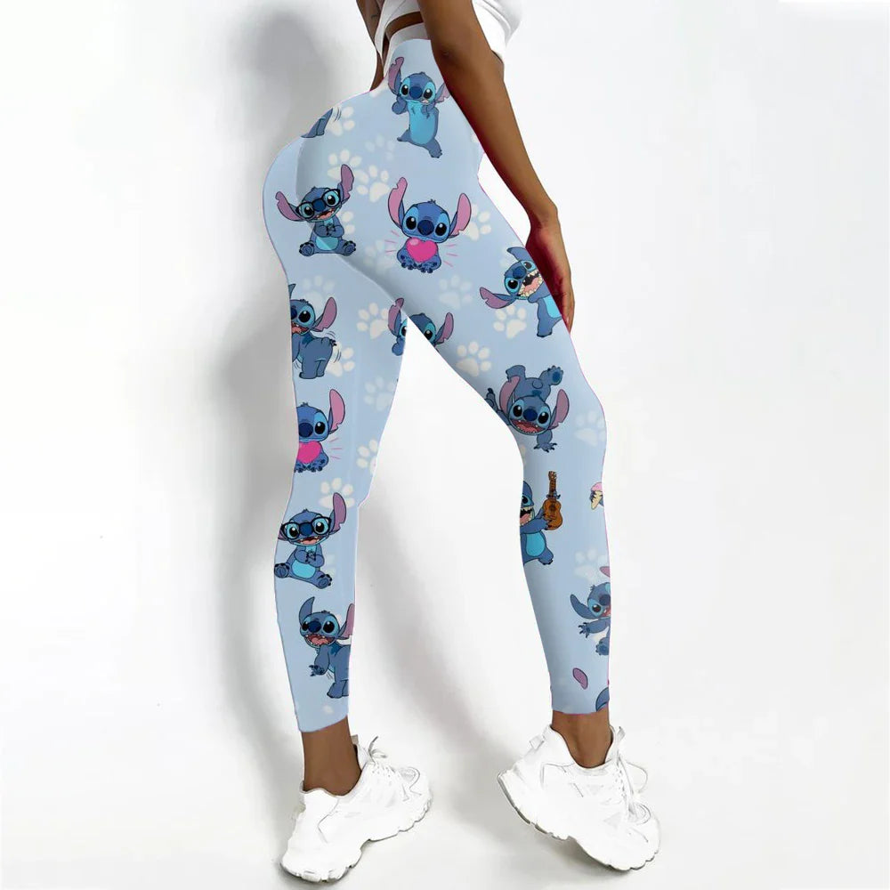 Disney Stitch Printed High Elasticity Tight  Fitness High Waist Pants