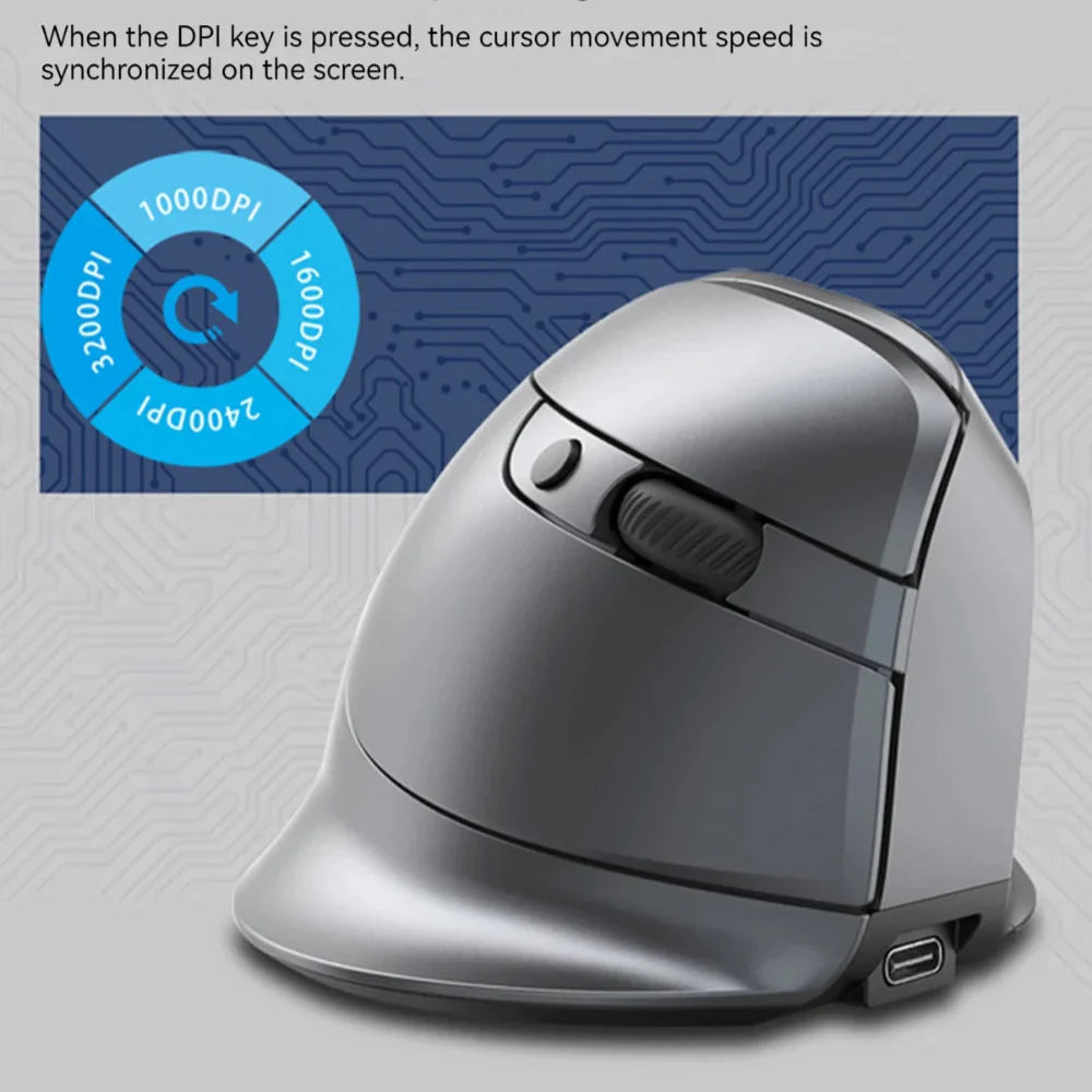 Dual Mode Wireless Adjustable DPI Vertical Office Mouse