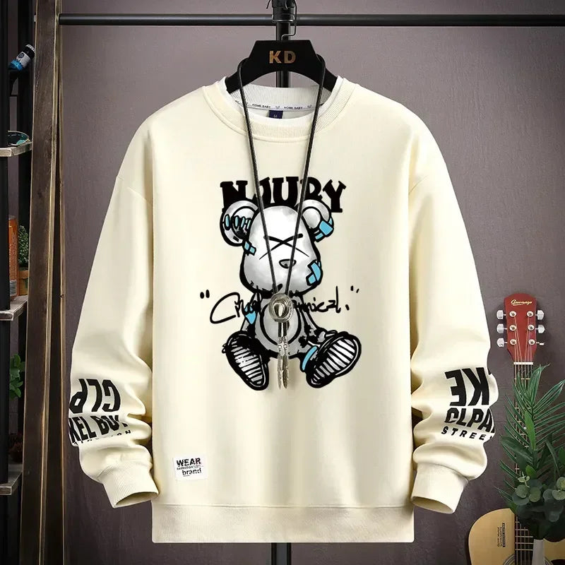 Autumn Men's Sweatshirt Cool Bear Print Long Sleeve | Ships from US
