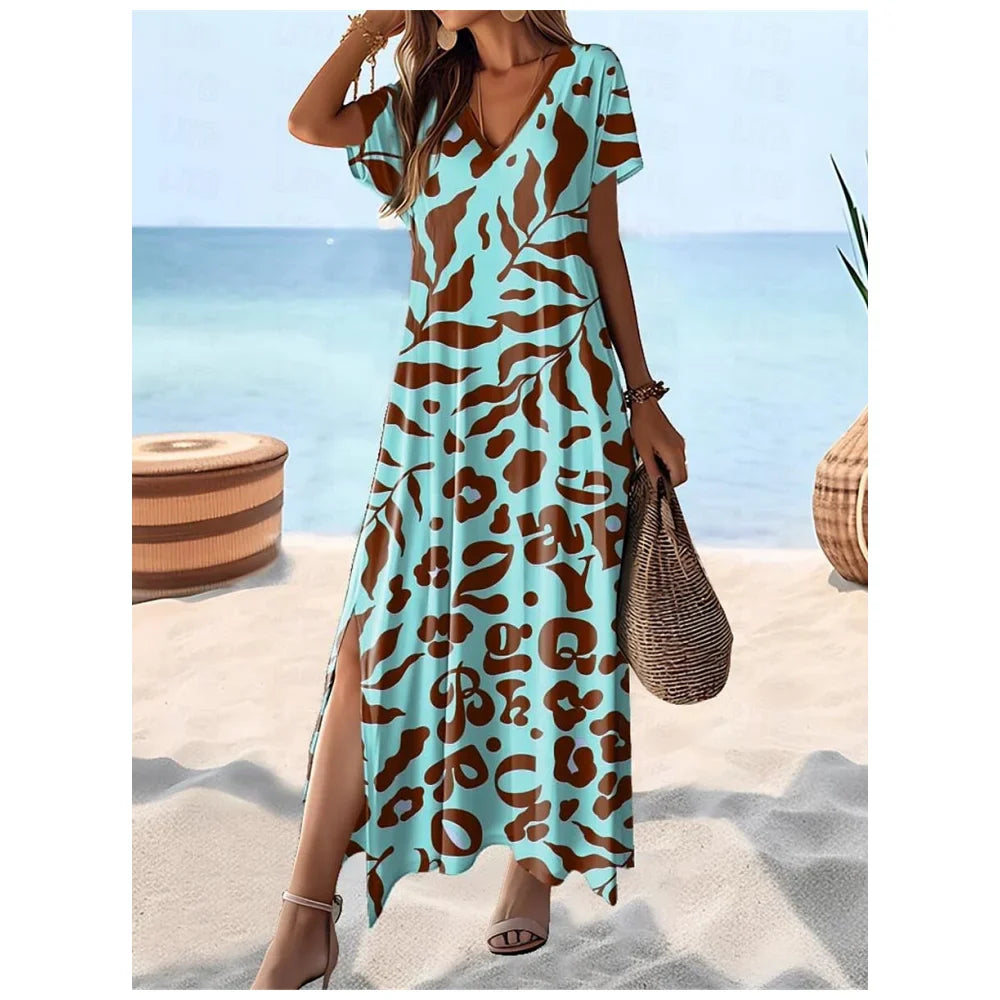 Hawaii Style Print Summer Lightweight Long Dresses