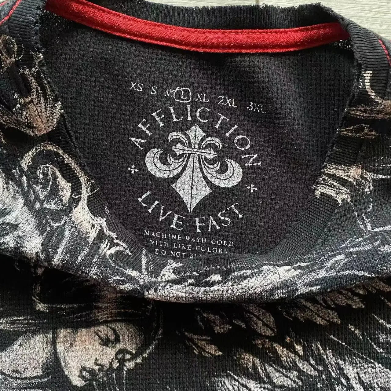 Y2K Affliction Long sleeved T shirt Fashion Round Neck