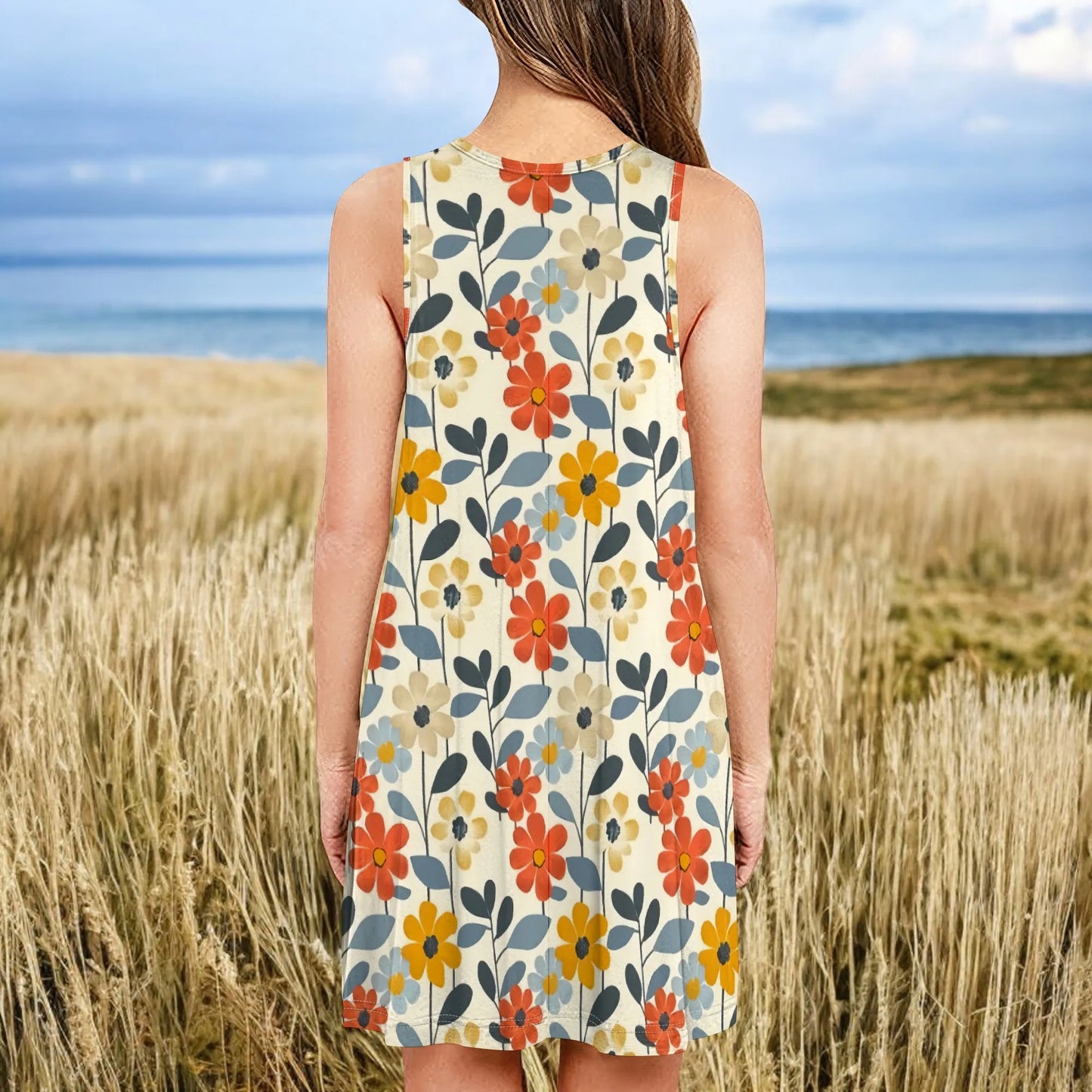 Vintage Floral Mini Dress Summer Style with Pockets