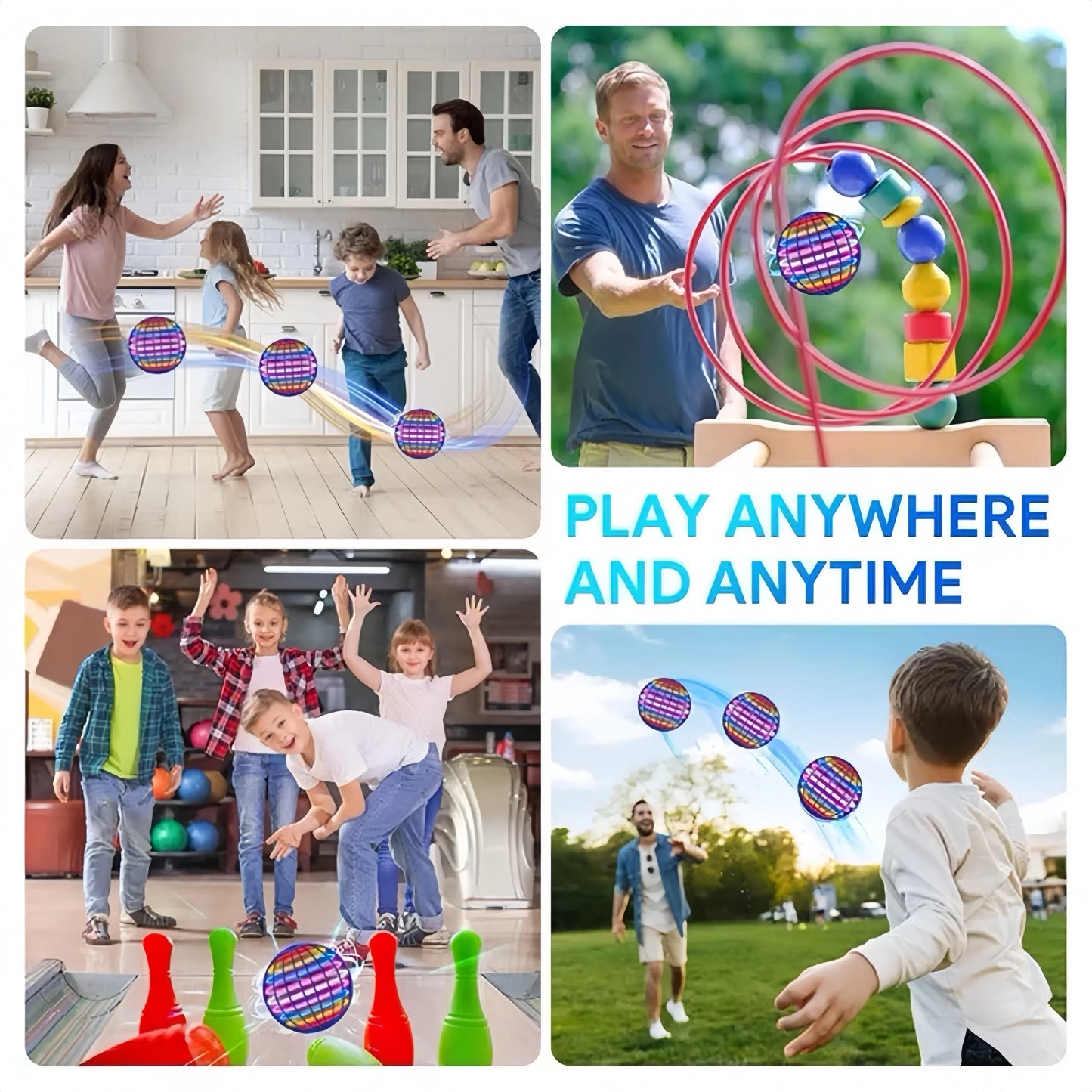 Flying Ball Toy Hand Control Flying Ball Magic Ball LED Light Boomerang Rotator 360° Mini Drone Flying Toy for Kids Family Gifts
