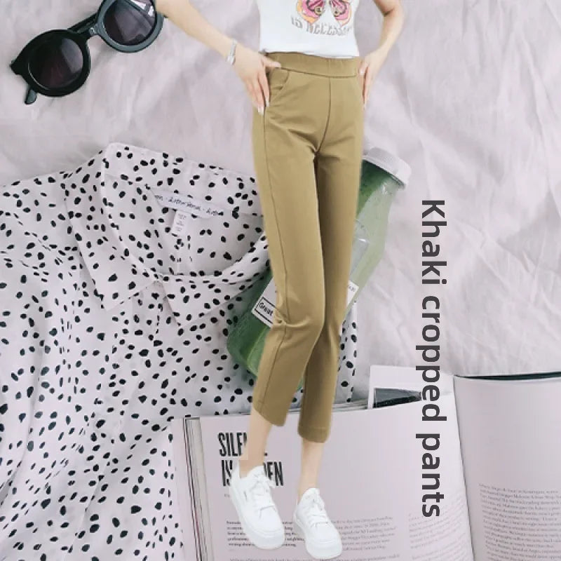 Casual Style Lightweight Casual Suit  Elastic Waist Short Length Pants