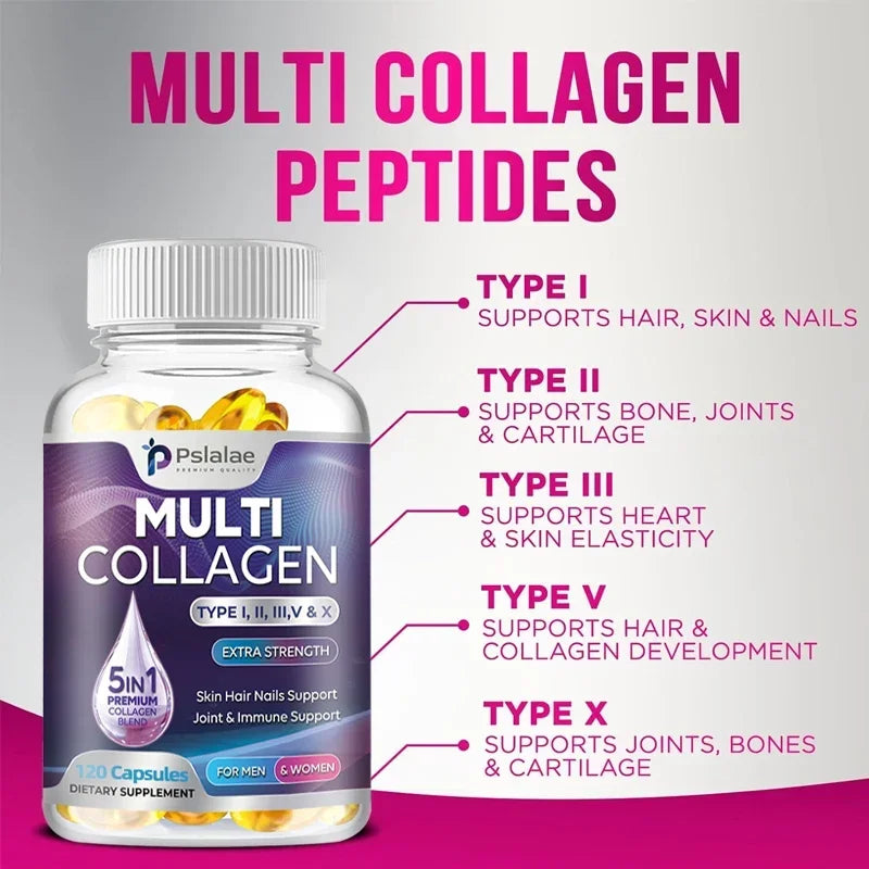 Multiple Collagen Complex - Type I, II, III, V, X, Grass Fed and Non-GMO Hydrolyzed Collagen Peptide Supplement