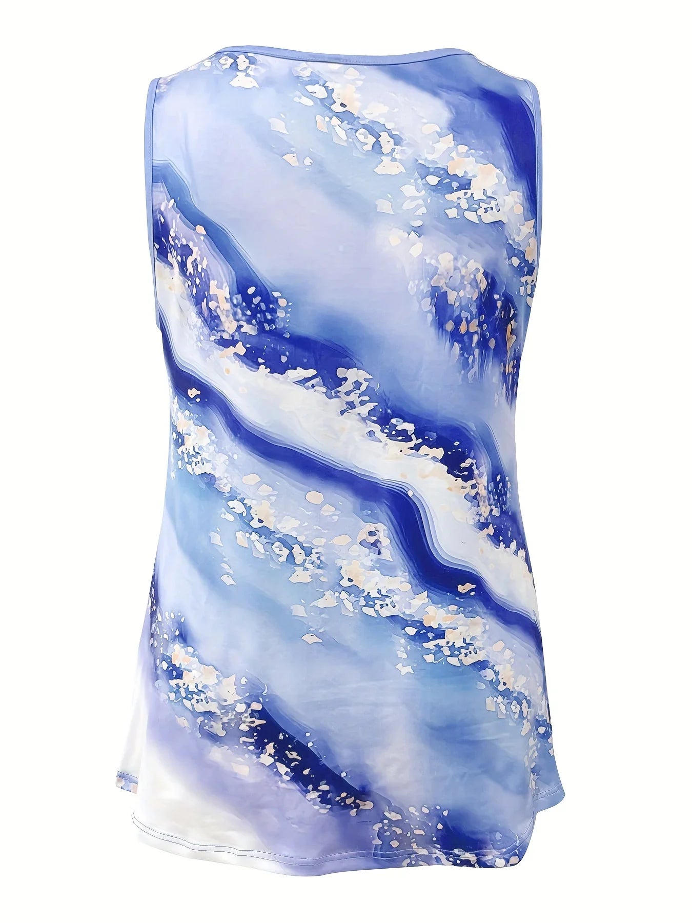 Plus Size Marble Print Tank Top Criss Cross Sleeveless