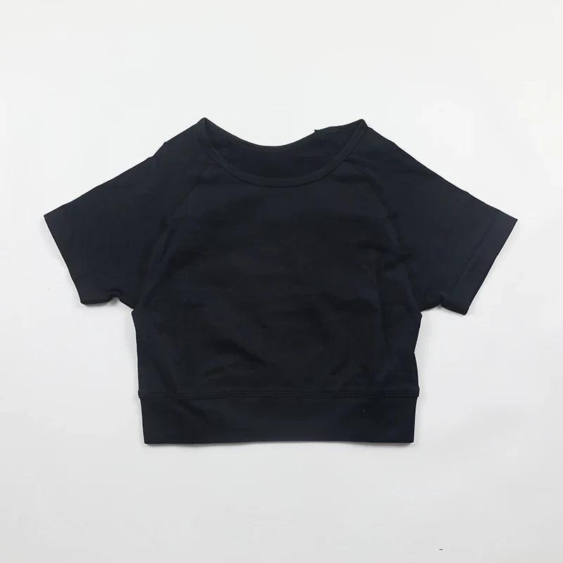 Impact Crop Top Women Short Sleeve Yoga Shirts Slim