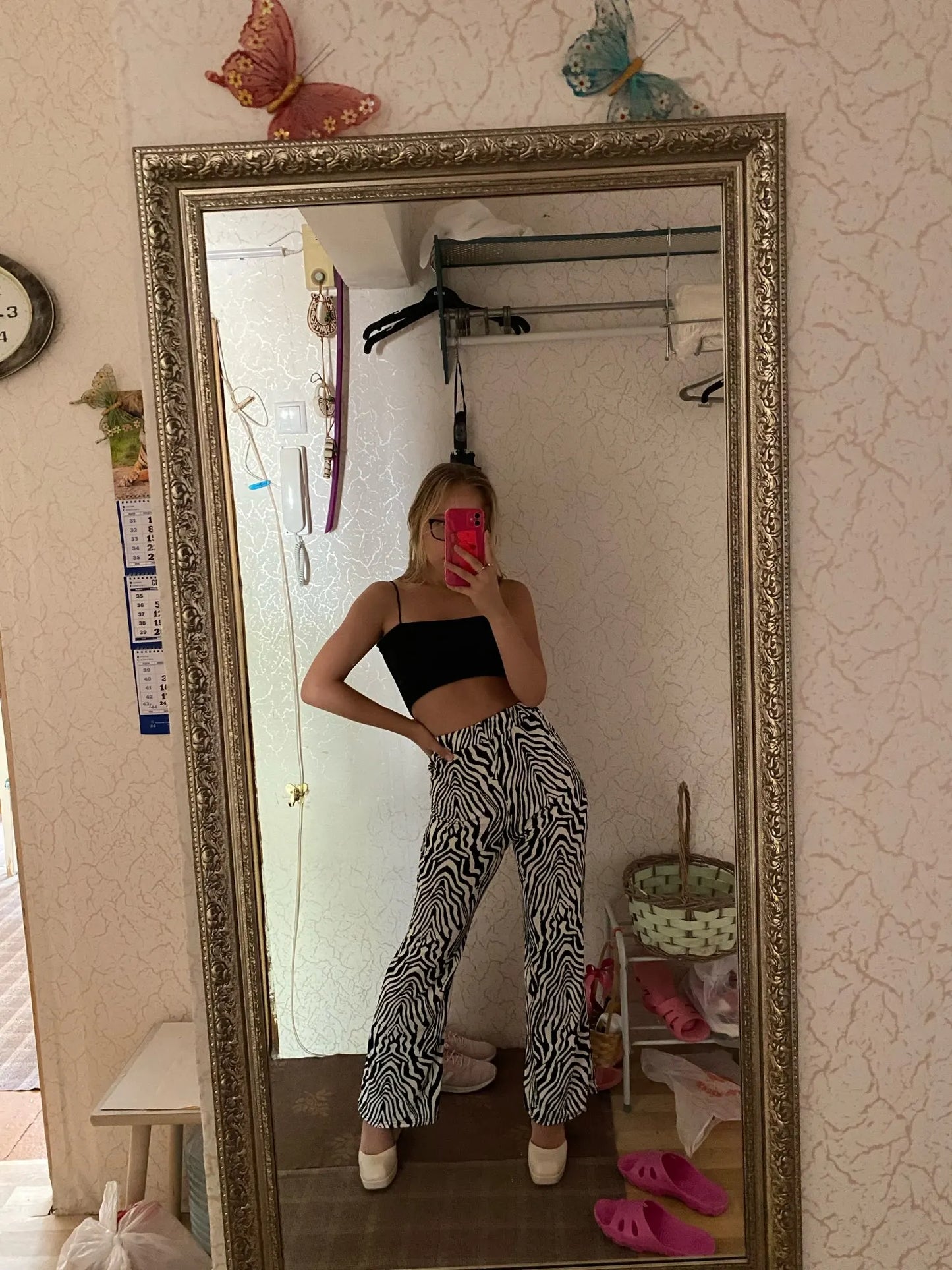 Zebra Print Wide Leg Pants