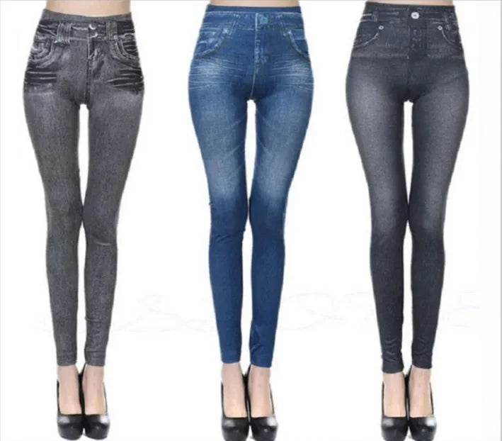 Women's Seamless Denim-Look Leggings
