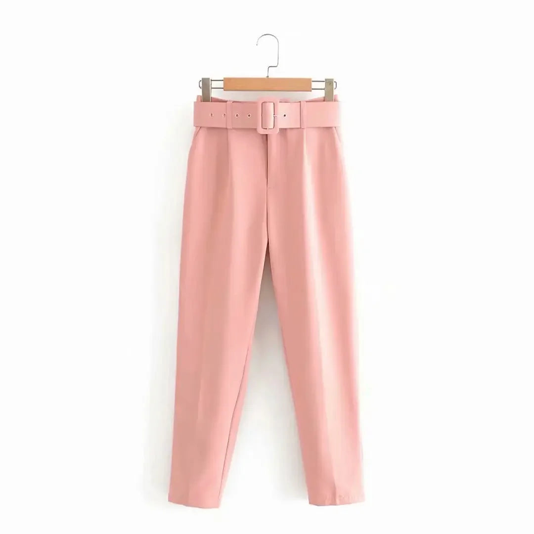 Fashionable Elegant High-Waisted Carrot Pants