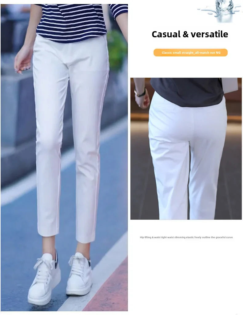 Casual Style Lightweight Casual Suit  Elastic Waist Short Length Pants