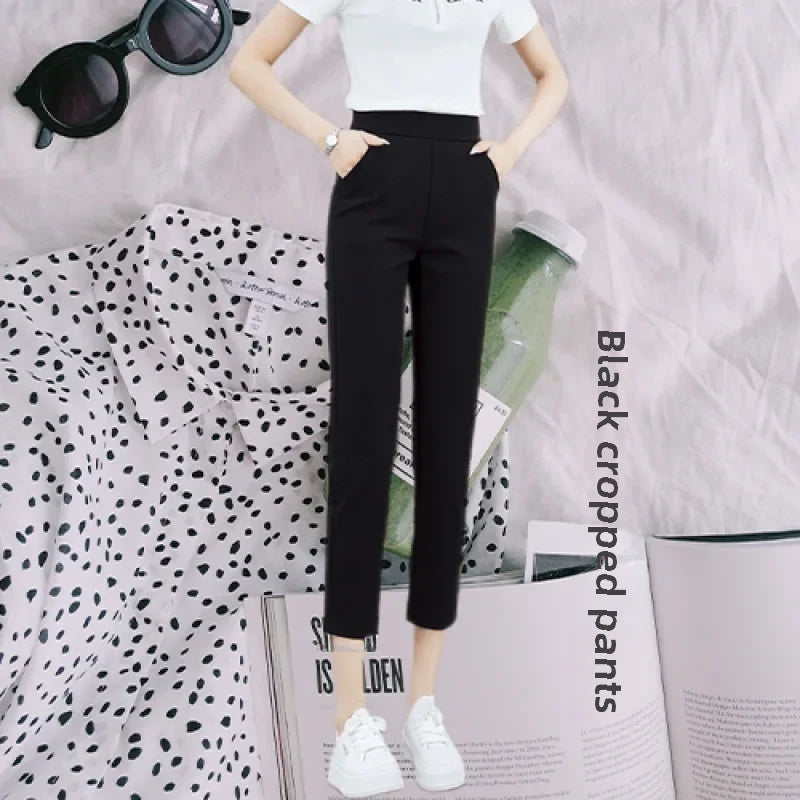 Casual Style Lightweight Casual Suit  Elastic Waist Short Length Pants