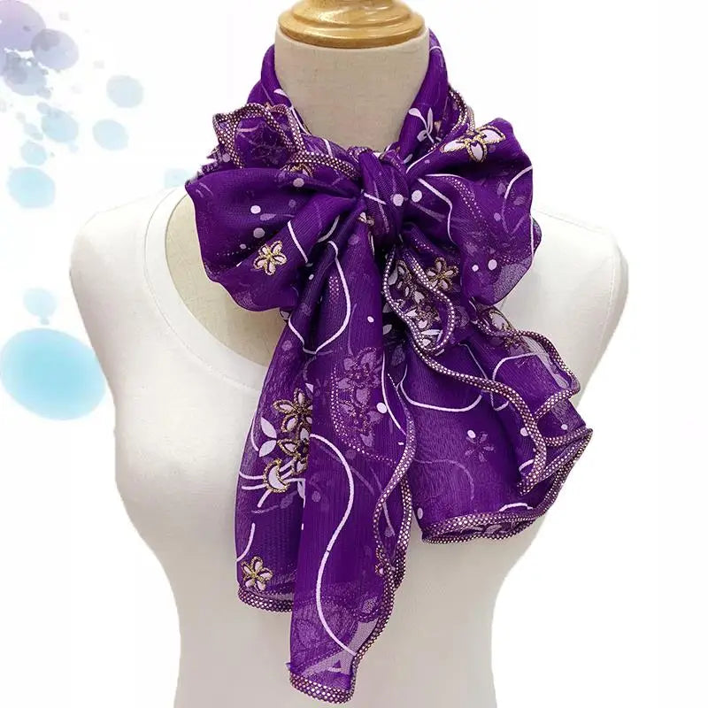 Lace Scarf Lightweight  Elegant  Print Silk Neckerchief Shawl Wraps
