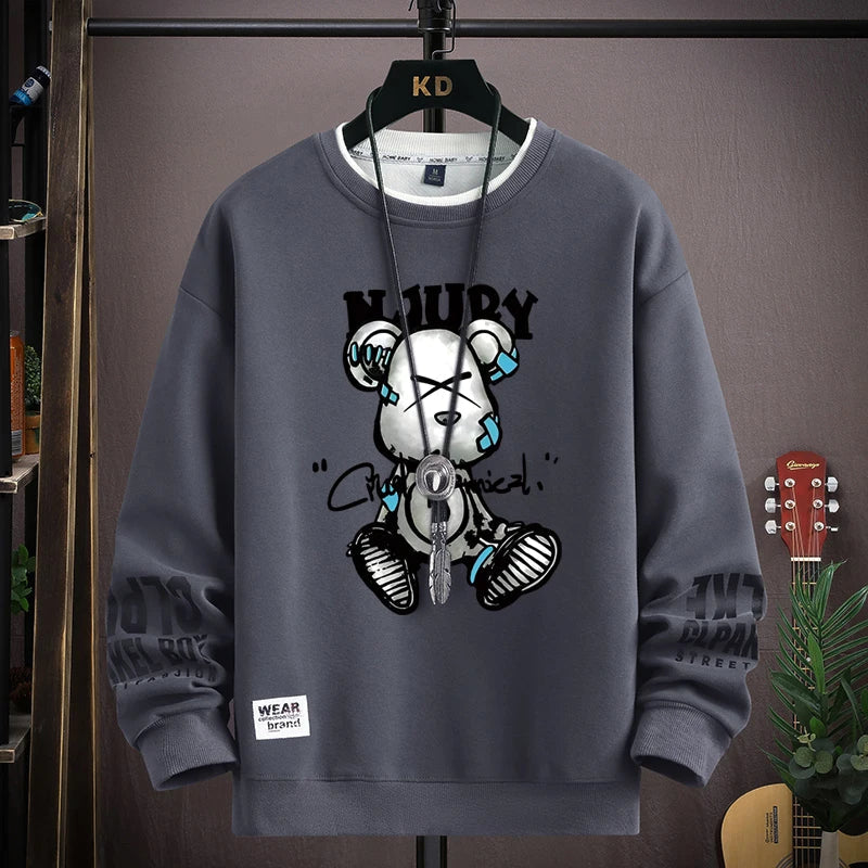 Autumn Men's Sweatshirt Cool Bear Print Long Sleeve | Ships from US