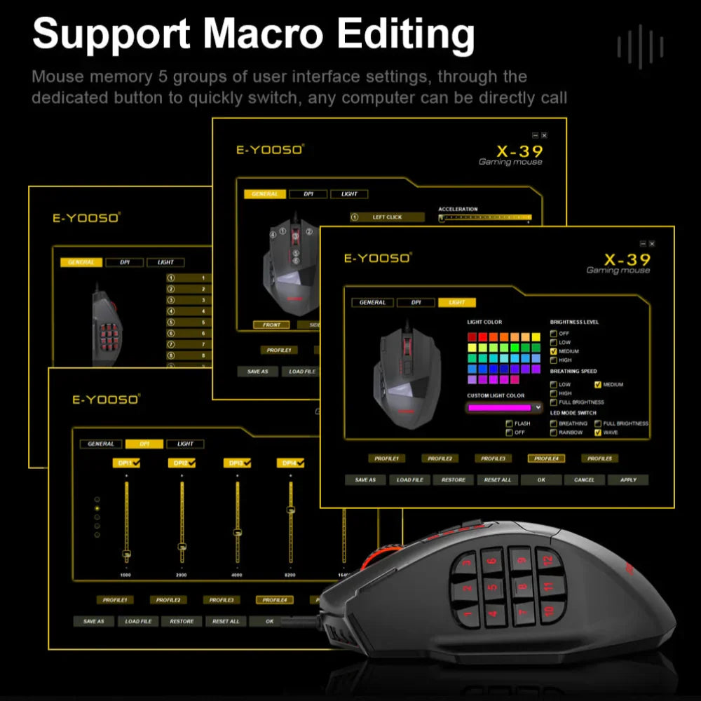 16000 DPI Wired 19 Buttons Optical Mouse