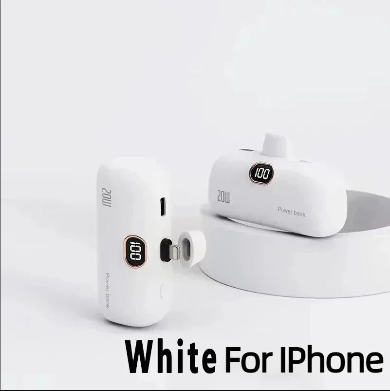 Mini Power Bank 2000/5000mAh Built Cable Portable Mobile Charger Fast Charger