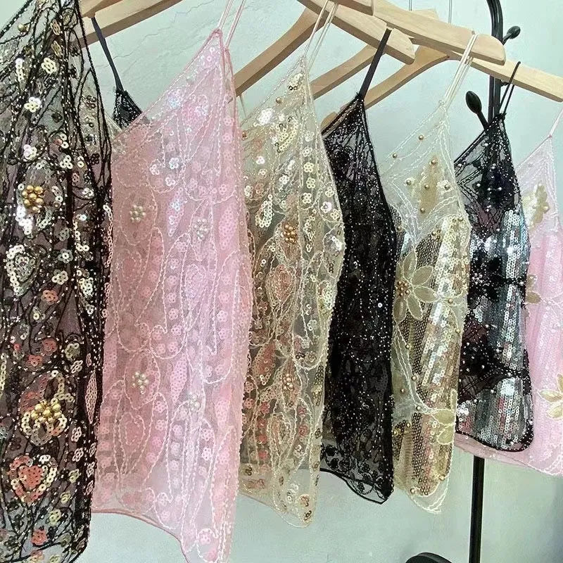 Women's Embroidered Sequin Beaded Sling