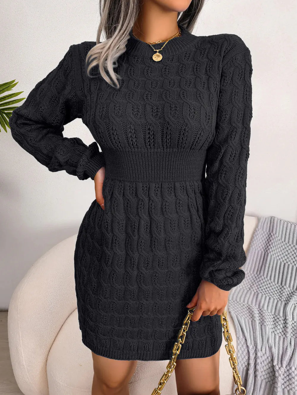 Autumn Winter Casual Knitted Dress for Women
