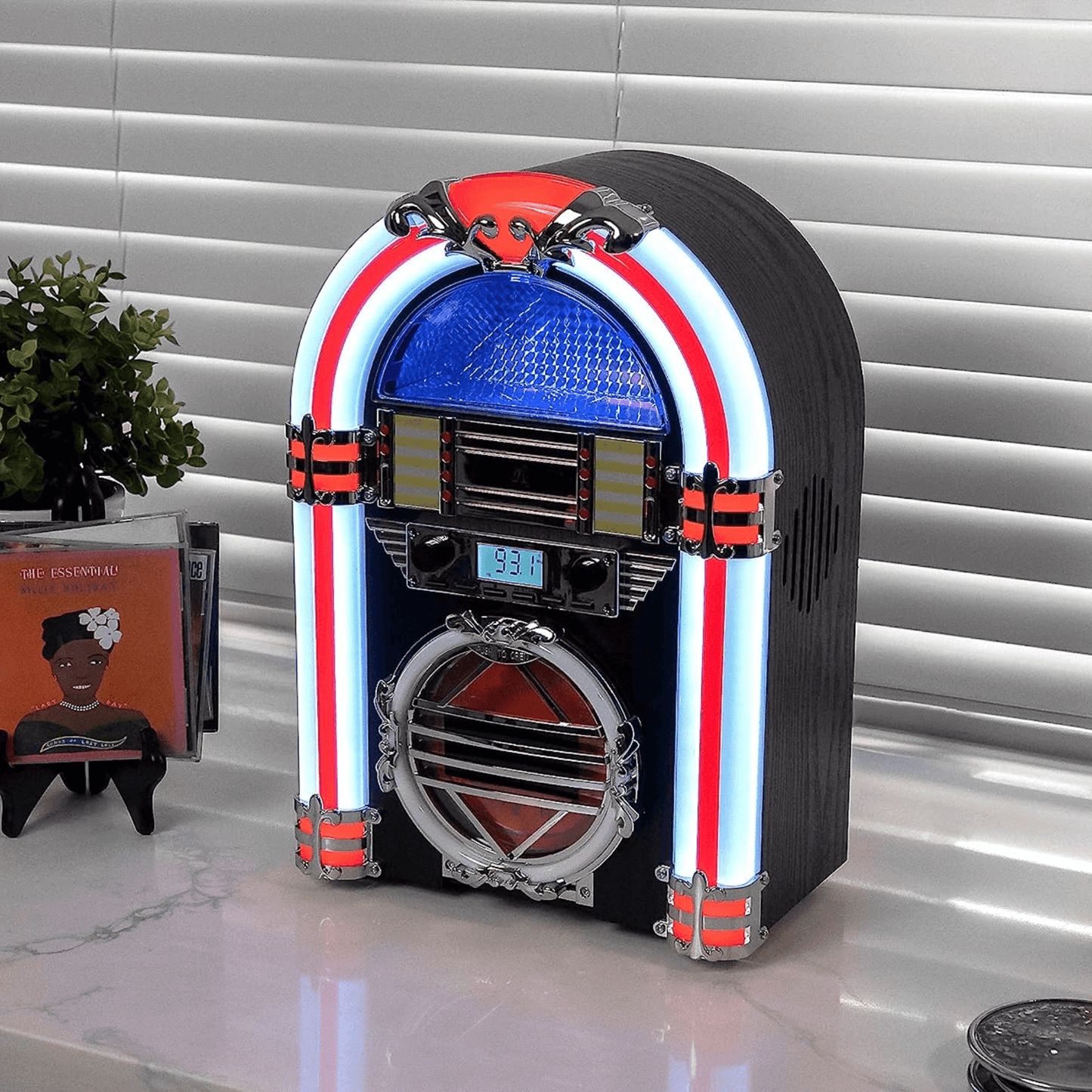 Victor Broadway Desktop Bluetooth Jukebox with CD Player & Color Changing LED Lighting