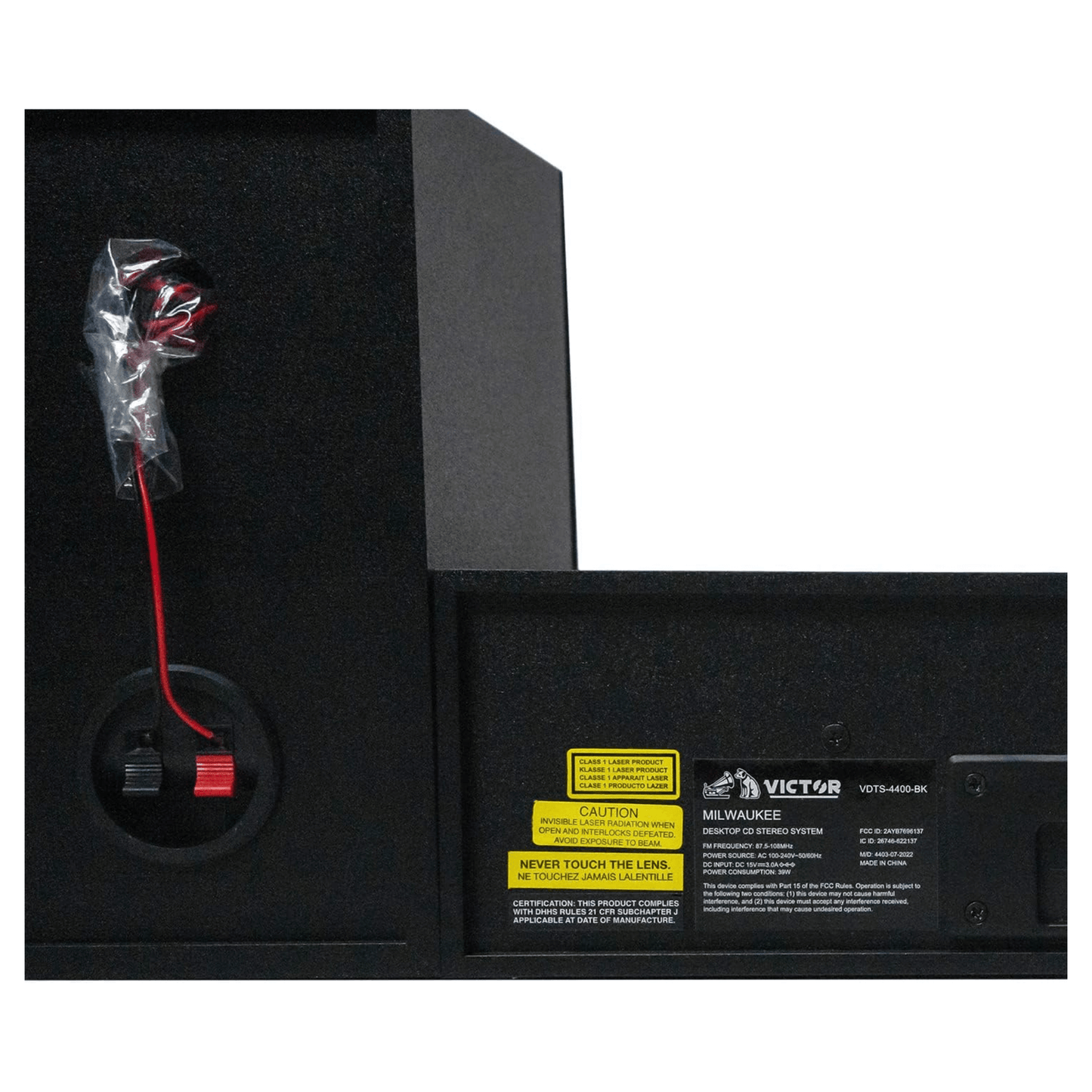 Victor Milwaukee 50W Desktop CD Stereo System w Bluetooth, CD Player & FM Radio