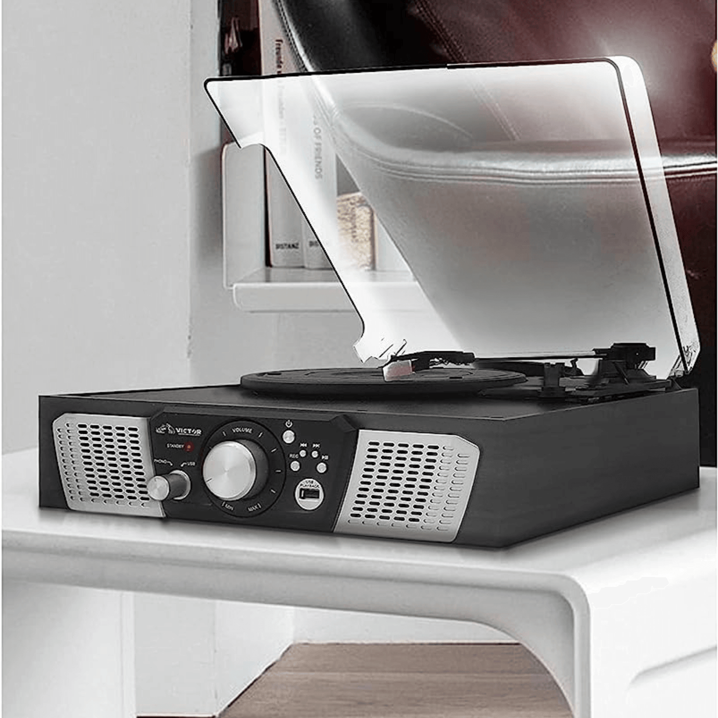 Victor Lakeshore 5-in-1 Hybrid Bluetooth Turntable System w USB and RCA Output