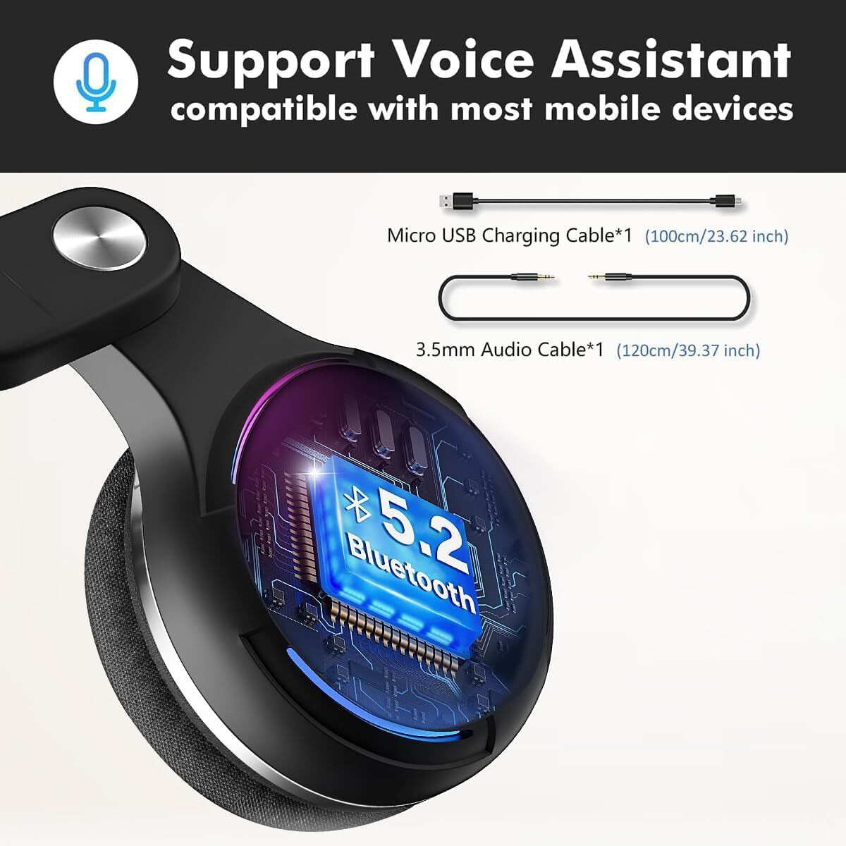 Wantek T2L  Wireless Noise-Canceling Headset  Black