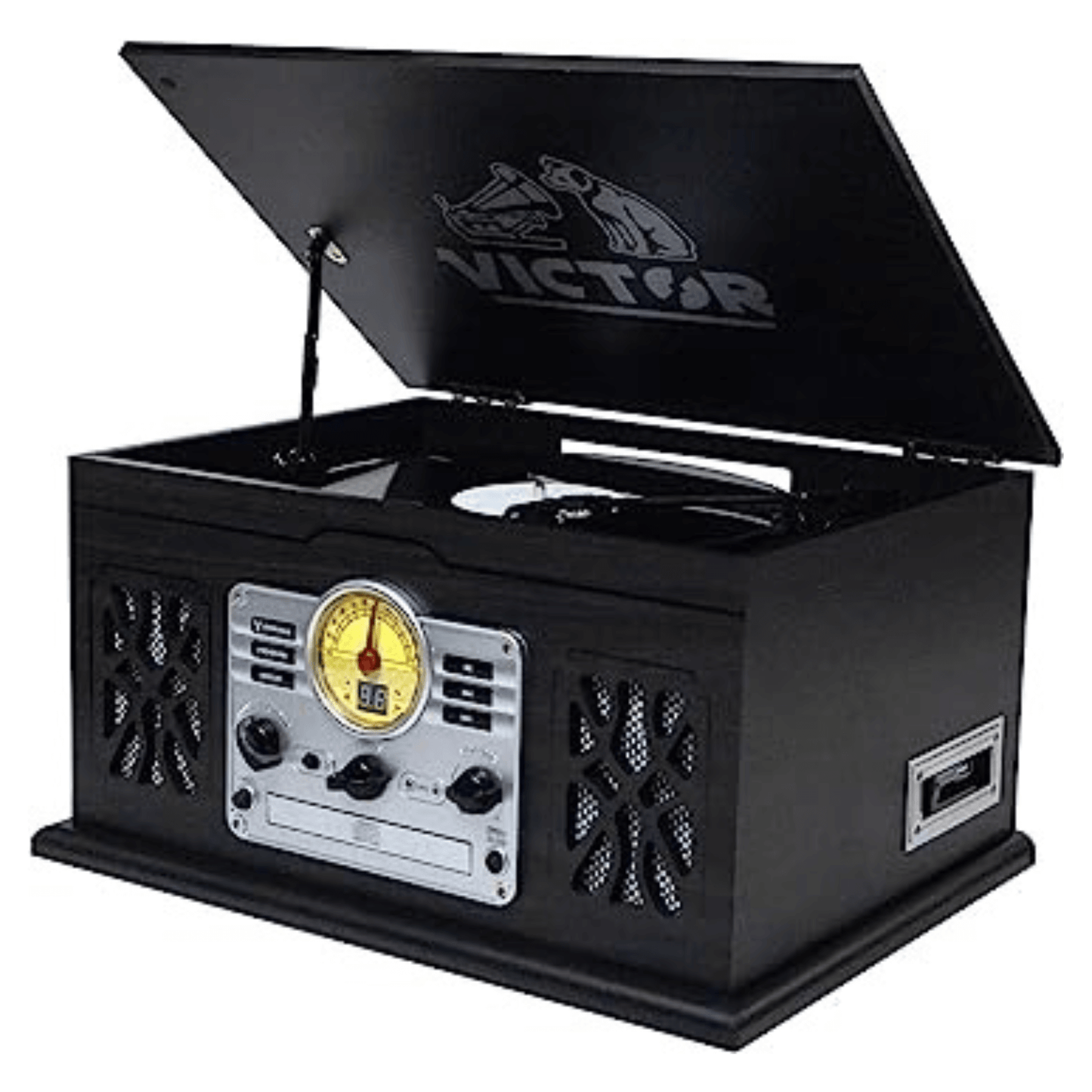 Victor State 7-in-1 Wood Music Center with 3-Speed Turntable and Dual Bluetooth