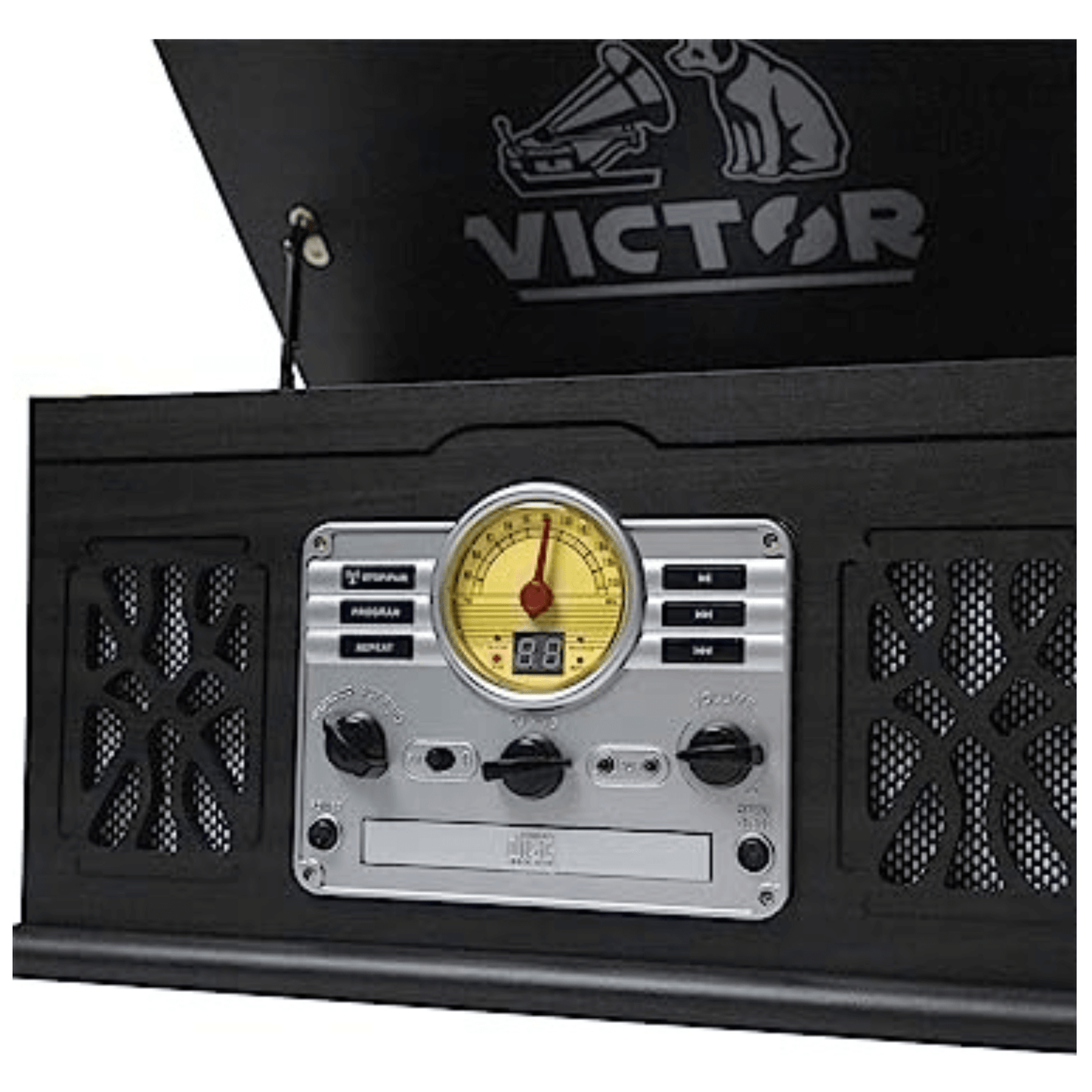 Victor State 7-in-1 Wood Music Center with 3-Speed Turntable and Dual Bluetooth