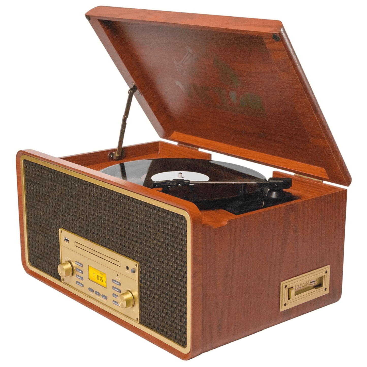 Victor Monument 8-in-1 Wood Music Center with 3-Speed Turntable & Dual Bluetooth