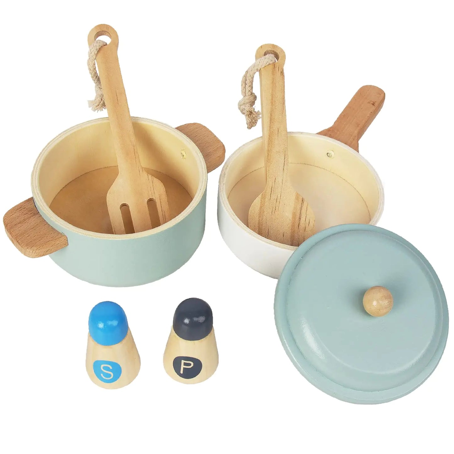 WoodenEdu Premium Toddler Play Kitchen Toys Wooden Kitchen Utensils Accessories for Pretend Play Kitchen Set Montessori Learning Toy Pretend Cooking Playset Gift for 3+