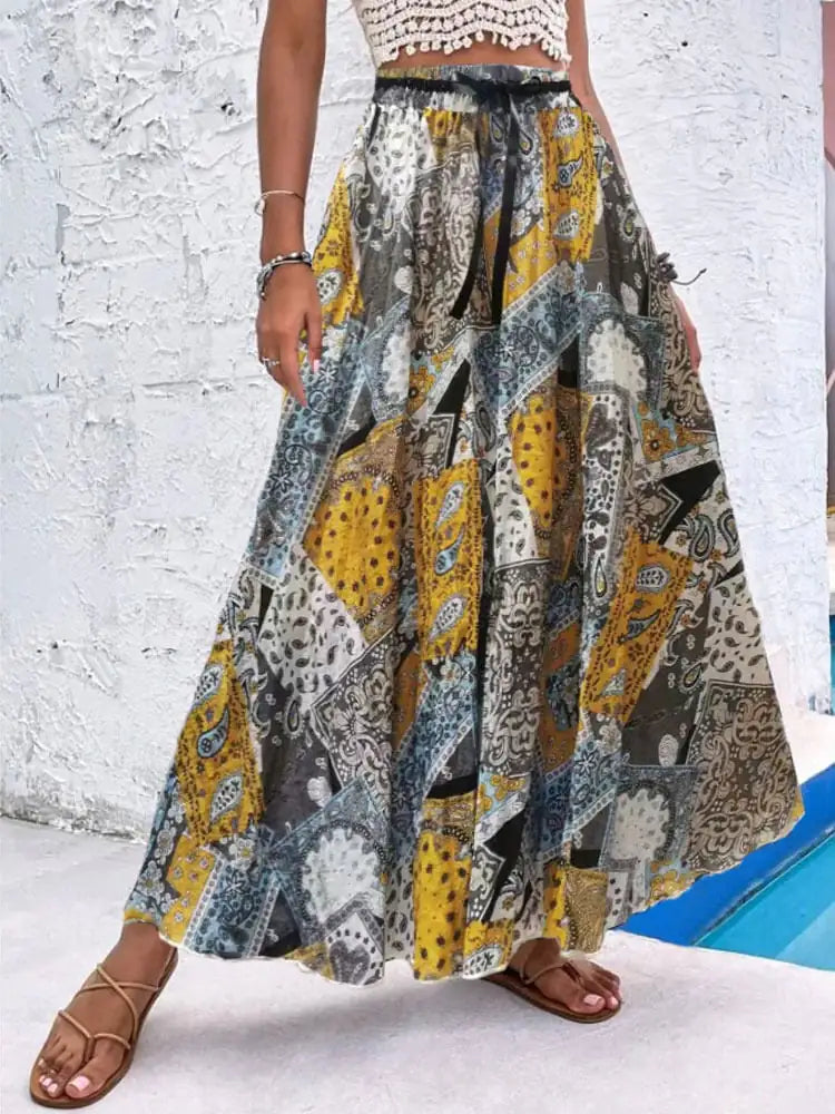Women's Bohemian Print A-Line Skirt
