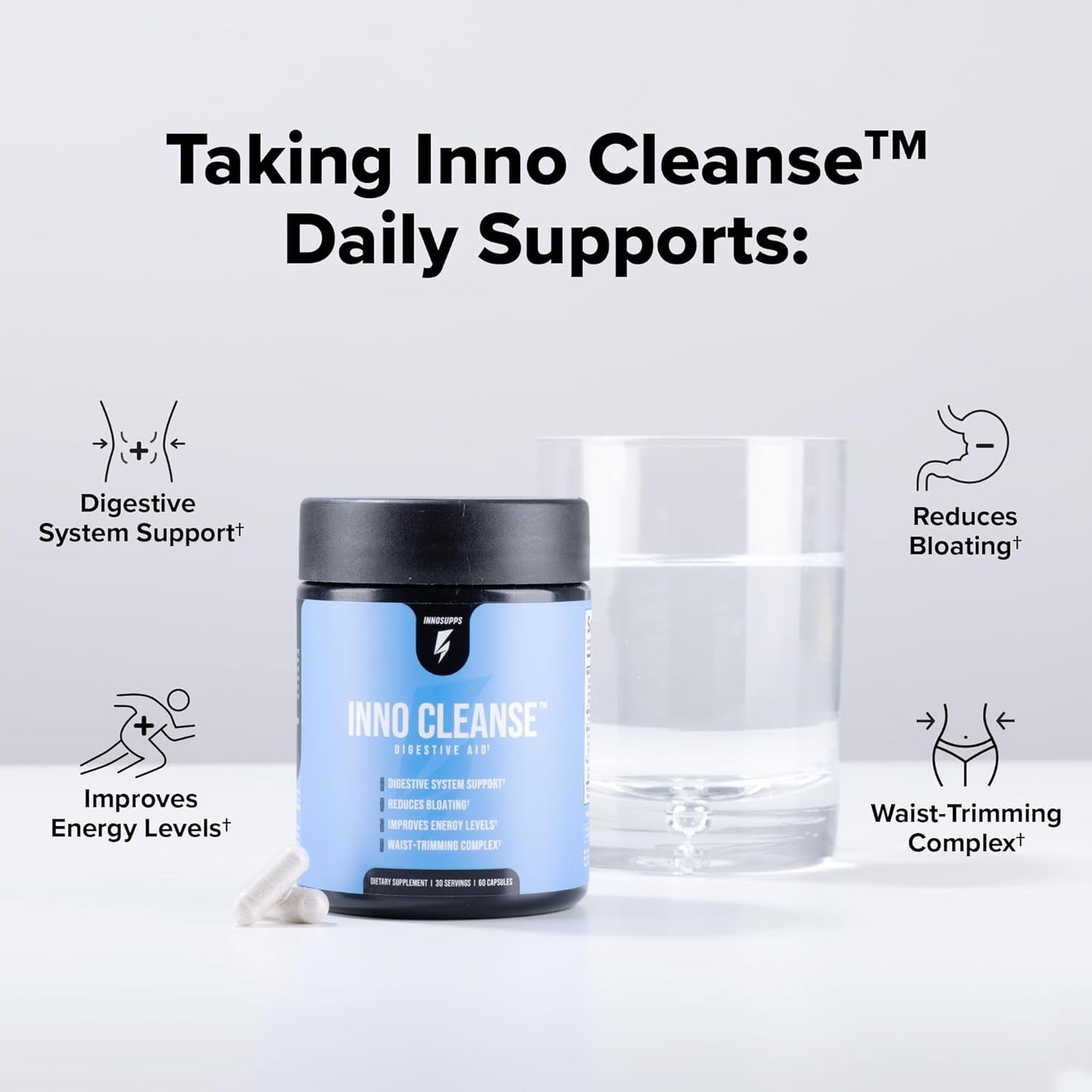 InnoSupps Inno Cleanse – Vegan Detox & Gut Health Support Capsules – Weight Loss, Bloating Relief, Energy Boost – 60 Count