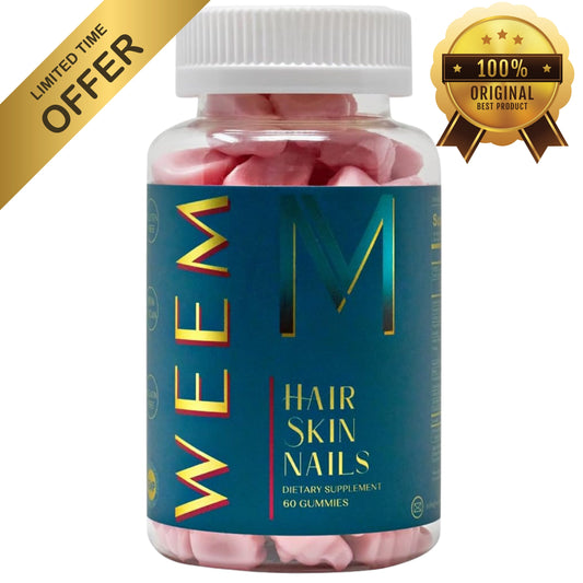 🌟 WEEM Hair Skin and Nails Gummies – Vegan Biotin Vitamins for Women & Men | Faster Hair Growth, Stronger Nails, Radiant Skin | Extra Strength
