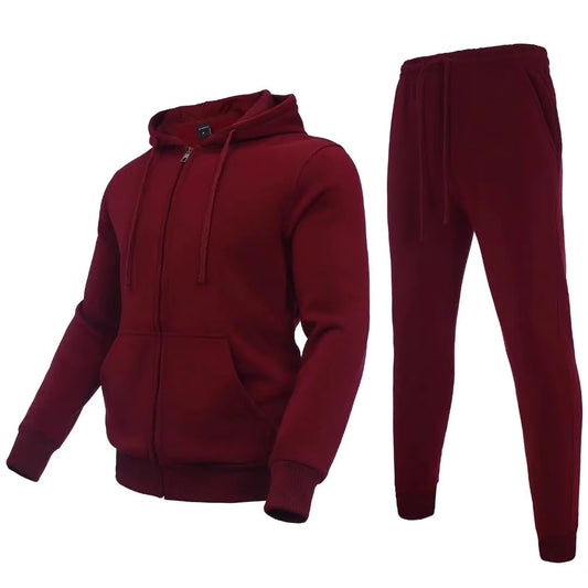 Zusmen Tracksuit Mens Casual Long Sleeve Full-Zip Running Sweatsuit Sets Track Jackets and Pants 2 Piece Outfit Warm Jogging Sweat Suits for Men Burgundy 5XL