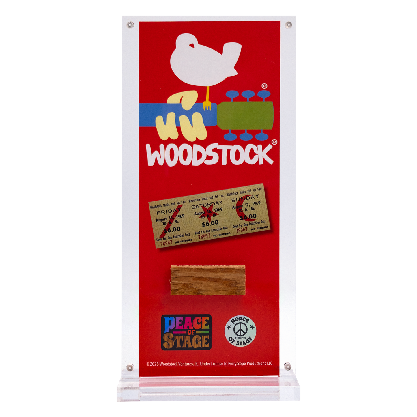 Woodstock Logo Peace of Stage Acrylic Frame