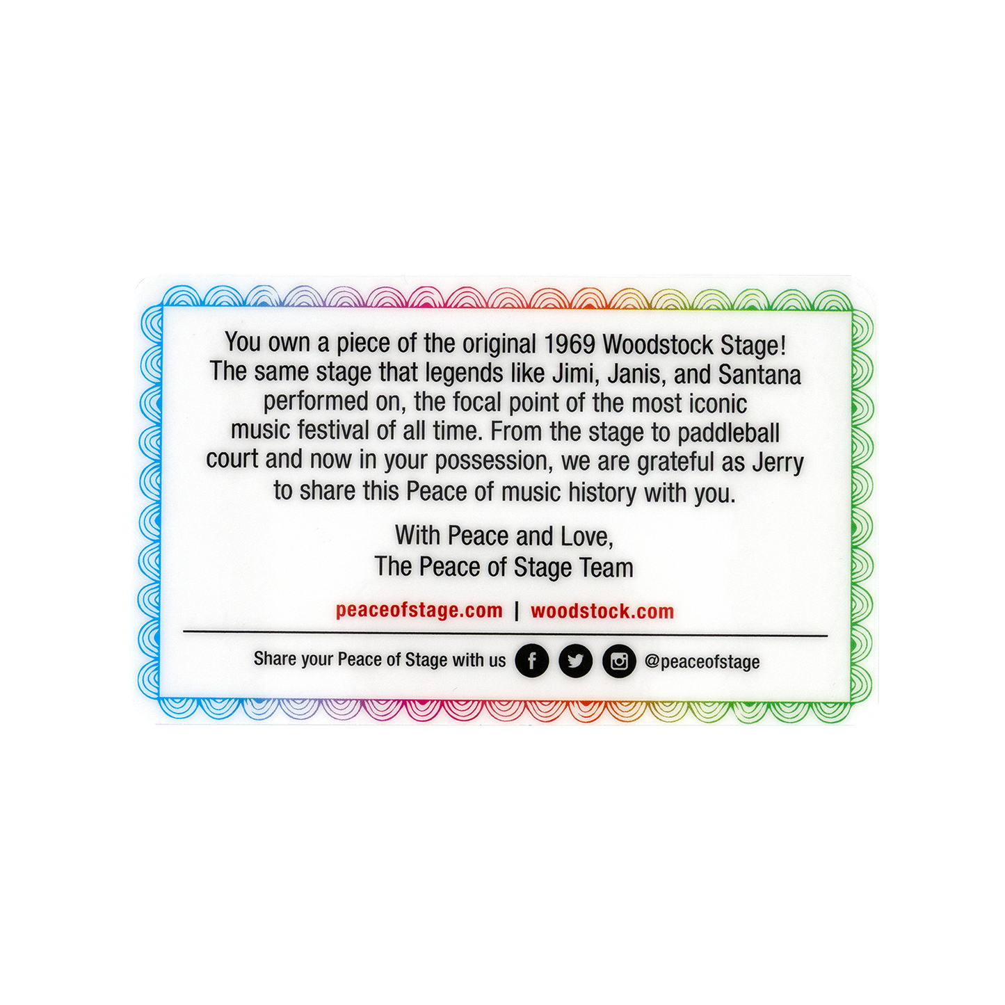 Woodstock Logo Peace of Stage Acrylic Frame