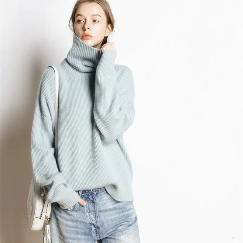 Thick Turtleneck Cashmere Sweater for Women