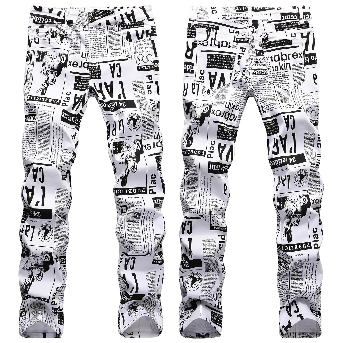 Trendy Asymmetric Printed Denim Pants for Men