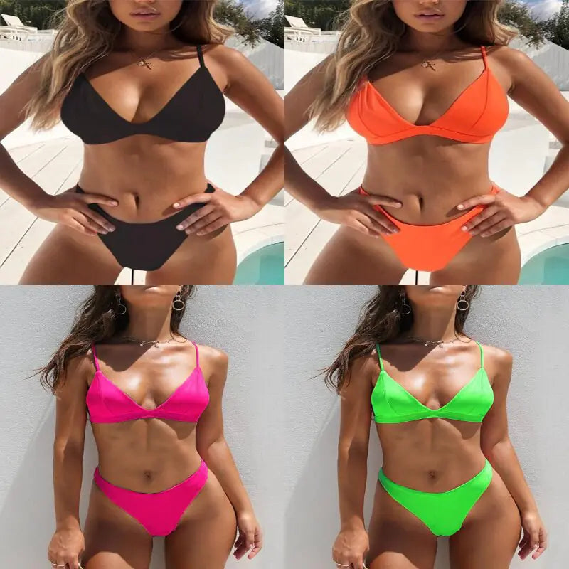 Sexy Solid Color Bikini Swimsuit for Women