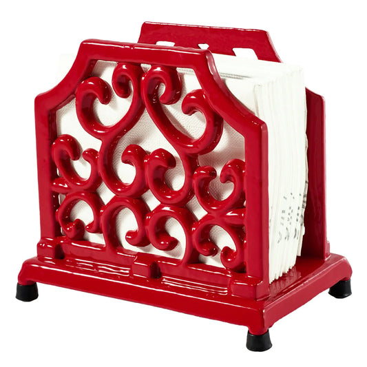 Jogreful Vintage Metal Napkin Holder Cast Iron Napkin Holder Organizer for Kitchen Restaurant Home Decor (Red-2)