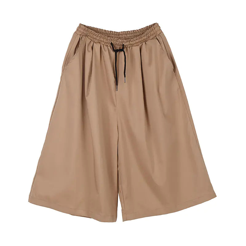 Loose-Fit Cropped Wide-Leg Pants with Elastic Waist