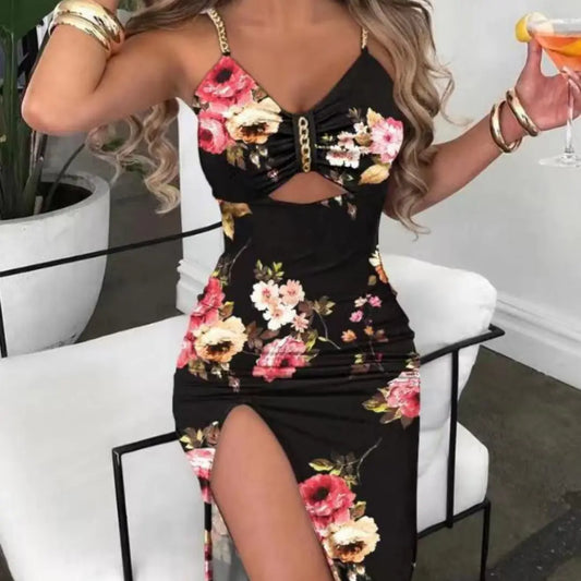 Floral Print Spaghetti-Strap Dress