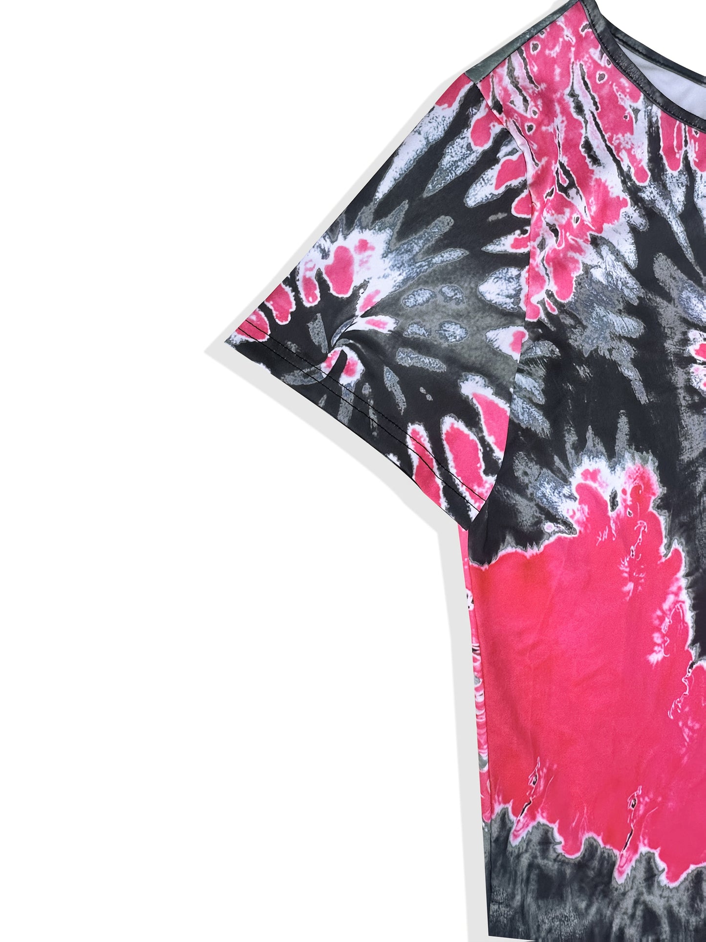 Pink  Black TieDye Cold Shoulder Tee