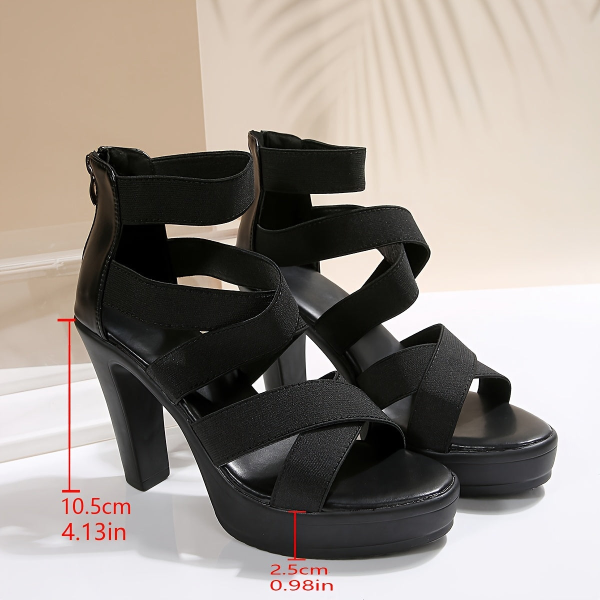 Chic All Black Chunky Platform Open Toe Heels