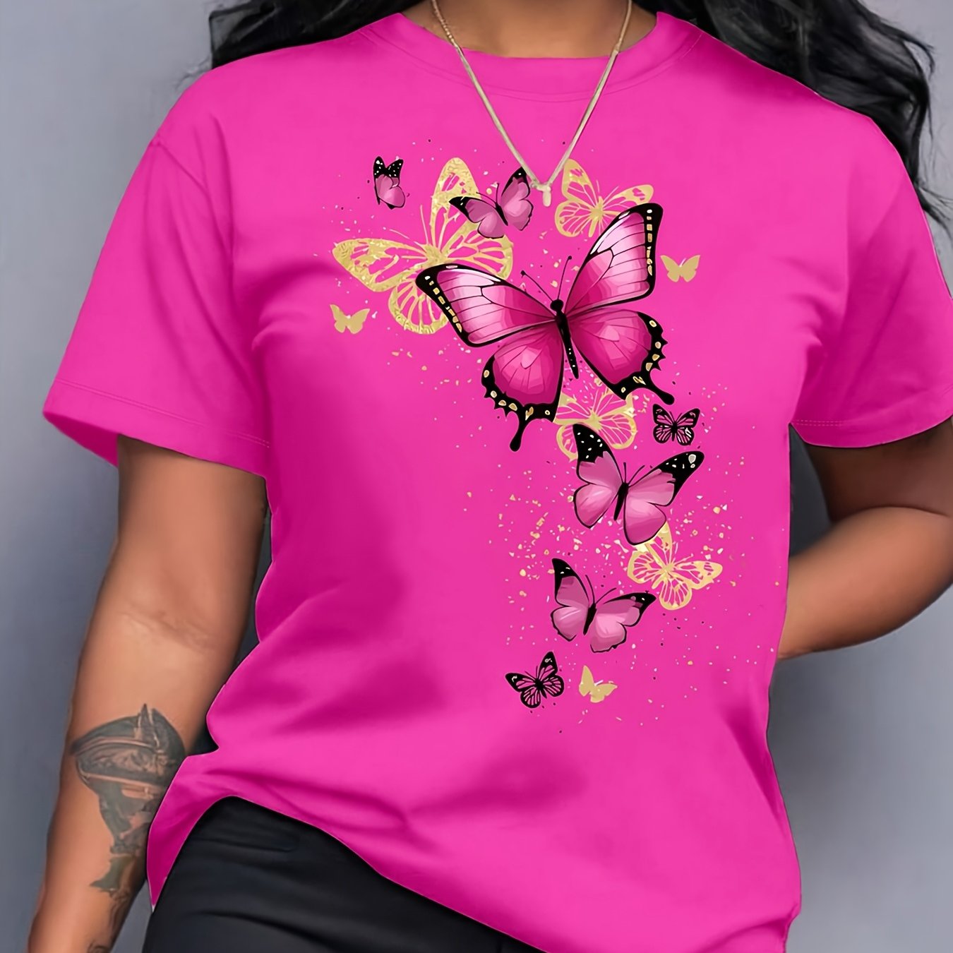 Effortless Style Vibrant Butterfly Plus Size
